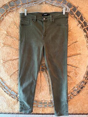 🌿 HUDSON Los Angeles Olive Skinny Ankle Jeans | Snap Ankle Detail | Size ~27/